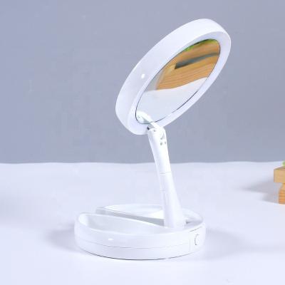 China Lighted Magnification 1X / 10X Round LED Makeup Table Mirror With Light for sale