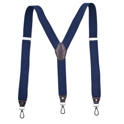 China Polyester+Elastic+3 Metal Clips Stripe Adjustable Elastic Waistband Leather Men's Pants Braces Suspenders Cilp for sale