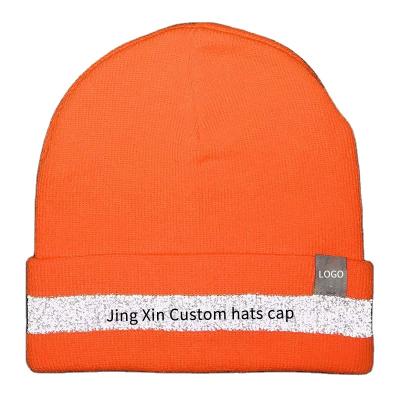 China COMMON safety Beanie Reflective High Visibility Yellow and orange winter cold weather knit reflective hat Amazon ebay etsy hat for sale