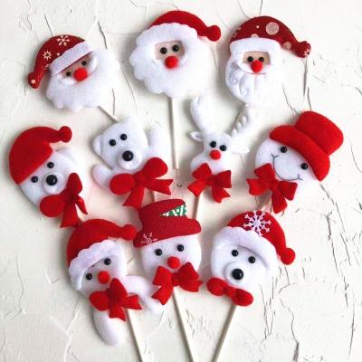 China Merry Christamas Decorating Christmas Pick Non-Woven Non-Edible Christmas Cake Decoration Set for sale