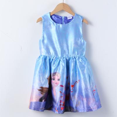 China High-end Breathable Satin Dress Breathable Princess Full Printing Festival Birthday Party Children's Girls Dress for sale