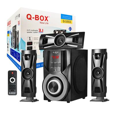 China No Q-BOX Q-1003 3.1channel Home Theater Glass 3.1speaker Super High Bass Hifi Surround Sound Systems for sale