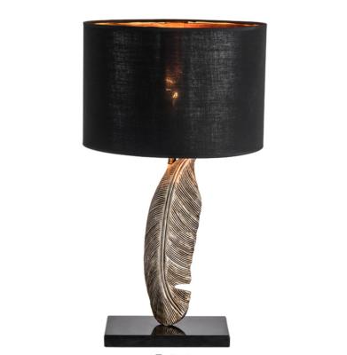 China Modern Retro-modern resin leaves simple desk lamp natural marble base luxury living room bedroom bedside lamp. for sale