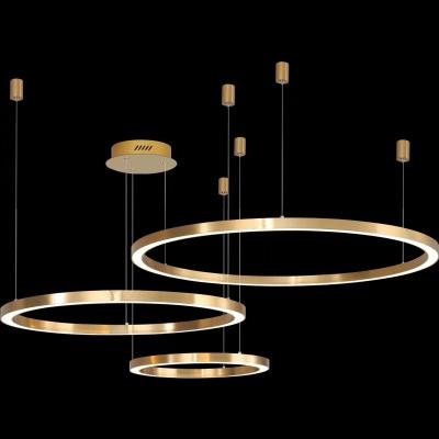 China Warehouse Customization 40cm+60cm+80cm Gold Aluminum 3 Rings Led Pendant Lamp Modern Lights With CE Approve Driver for sale