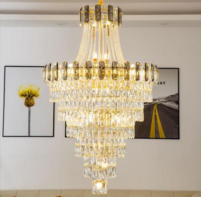 China Modern Luxury Large High-grade Crystal Chandeliers Round Hotel Chandelier Pendant Lamp Wedding Cake Stand For Villa Lobby for sale