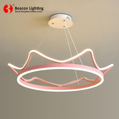 China Good Quality Residential Idea Led New Crown Pendant Lamp Aluminum Pink Modern Hanging Chandeliers Lights With CE Approve Driver for sale