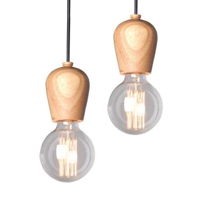 China Modern Lighting Mini Size Natural Wooden Coffee Pendant Light For Bar for sale