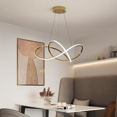 China Modern Minimalist Plated Champagne Gold Lighting Modern Led Chandeliers Ceiling Pendant Lights for sale