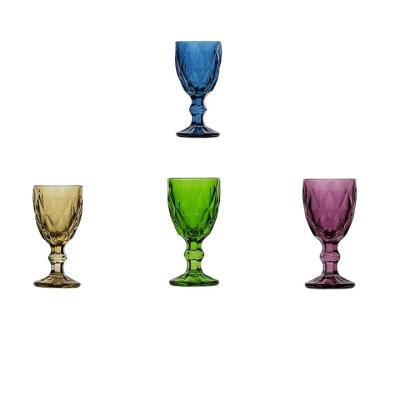 China New Factory Wholesale Custom Classic/Postmodern Small Clear Colored Glass Goblet Wine Goblet 60ml/2oz for sale