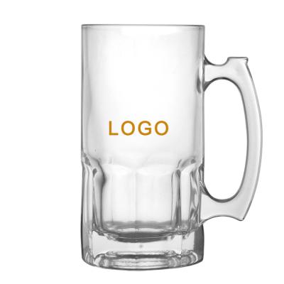 China Factory Wholesale Good Quality Beer Mug 350ml Large Capacity Glass Beer Mug Clear Transparent for sale