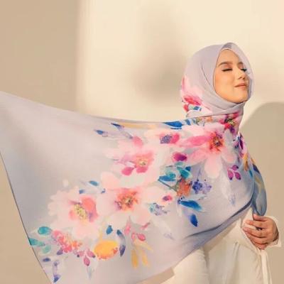 China 2022 New Arrival Daily Life Unique Nice Chiffon Pleated With Scarf Women Hijab Printed Chiffon Pleat Printed Flower for sale