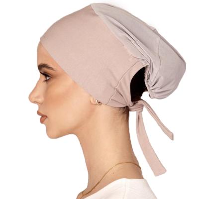 China 2022 Fashion New Arrival High Quality Customized Solid Adjustable Inner Islamic Hijab Hat Hijab Scarf For Women Lady for sale