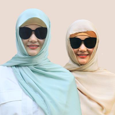 China 2022 New Design Hot Sale Muslim Hijab Women Chiffon Simple Soft Stretch Comfortable Scarves Fashion Pleat Satin for sale