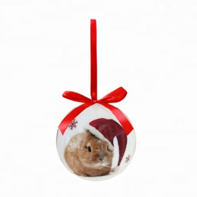 China Unbreakable 2023 Lovely Popular Rabbit Pattern 7.5cm White Polyfoam Christmas Tree Ornaments Christmas Balls for sale