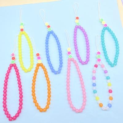 China Lovely Popular Handmade Colorful Cute Fruit Beads Phone Chain Accessories Women Phone Charm Strap for sale