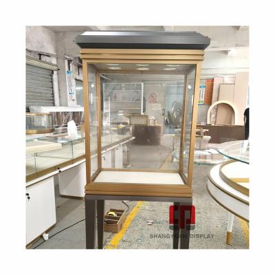 China Fashionable high end tall stainless steel shop window display cabinet boutique jewelry showcase custom jewelry makers for sale