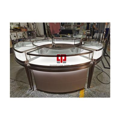 China Fashion Light Luxury Jewelry Showcase Fashion Light Luxury Jewelry Showcase Round Jewelry Display Case Customize for sale