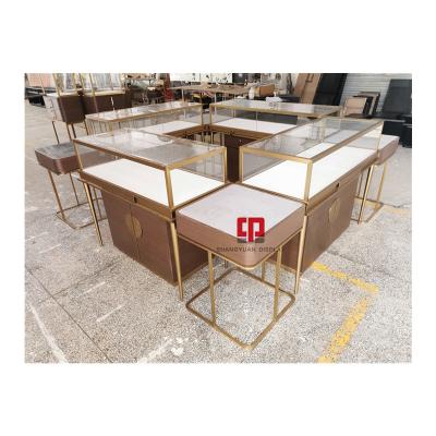 China Fashionable Brown Chinese Style Jewelry Display Cabinet Glass Wooden High End Jewelry Cabinet for sale