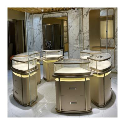 China Custom factory luxury circular jewelry display rack combination display cabinet luxury circular display cabinet customize for sale