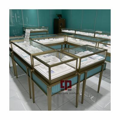 China High End Custom Stainless Steel Glass Display Cabinet Manufacturer Showcase Store Jewelry Counter Factory Customize for sale