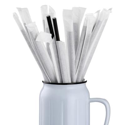 China Disposable High Quality Biodegradable Compostable Paper Person Wrapped Drinking Straws Drinking Straw for sale