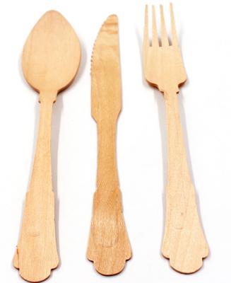 China Disposable Wooden Cutlery Tableware Biodegradable Wooden Cutlery Set Travel Restaurant Bamboo Cutlery for sale