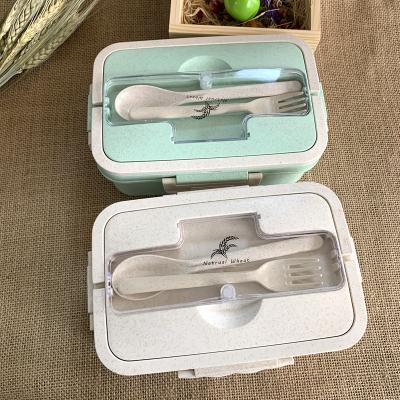 China Viable Lunch Box Bento Food Container Eco-Friendly Wheat Straw Material Unit Layer Microwavable Lunchbox for sale