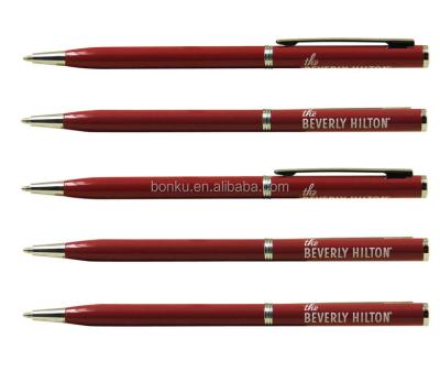 China Promotional pen red color metal marriott pen , Beverly Hilton Hotel use logo metal promotional pen for sale