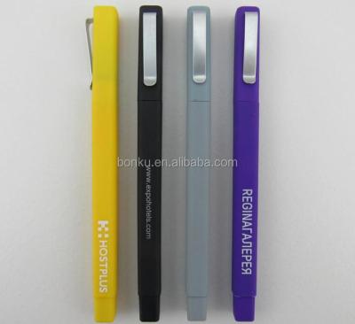 China Promotional Pen Square Hotel Rubber Frosted Plastic Ballpoint Pen , W Hotel Ballpoint Pen for sale