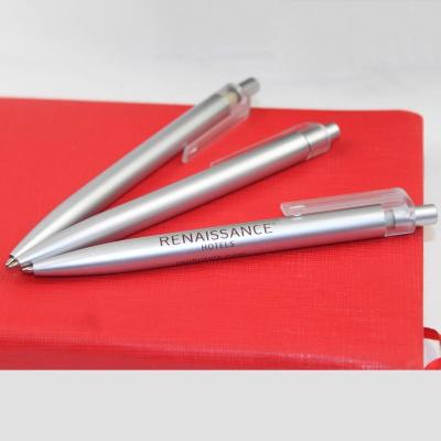 China Promotional Pen Renaissance Hotel Customized Logo Promotional Factory Silver Plastic Pen for sale