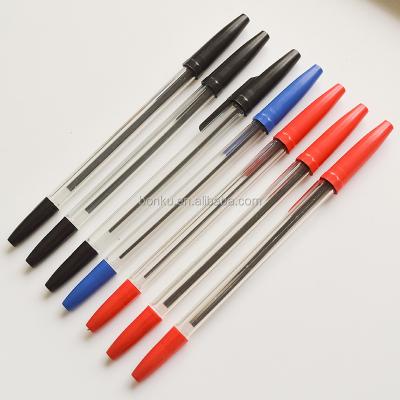 China office & Office Ballpoint Pen Simple Transparent Stick Ballpoint Pen Plastic School Pen for sale