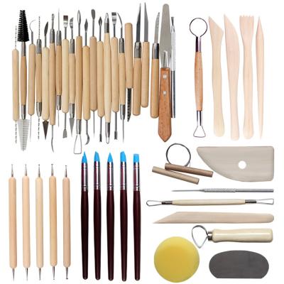 China Modeling China Factory Pottery Clay Carving Sculpturing Tool Craft Wooden Set for sale