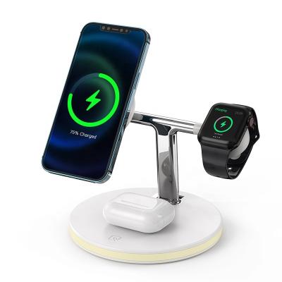 China Wireless Charger For Folding Phone Portable Qi 15W Fast Phone Stand Watch Dock Station 3 IN 1 Magnetic Wireless Charger For iPhone 12 Pro Magsafe iWatch for sale