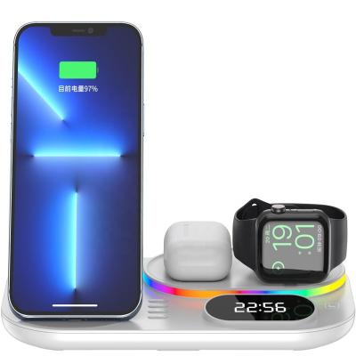 China Tablet 2022 New Qi 15W 30W Max Phone Watch Earphone Fast Charging Stand Up 4 in 1 Wireless Charger Station for Apple iPhone Samsung Galaxy for sale