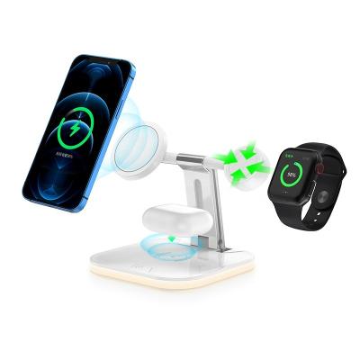 China Wireless Charger For Foldable Portable Phone Watch Dock Phone Holder 5 In1 Stand 3 In 1 15W Fast Magnetic Wireless Charger Station For iPhone 12 Magsafe for sale