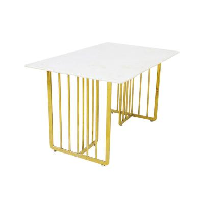 China Adjustable (other) Nordic luxury Morden Dining Marbling Top Wood Metal Top Living Room Dining Table for sale