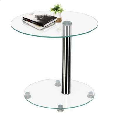 China Simple style living bedroom bedside table (height) adjustable modern glass-metal home furniture for sale