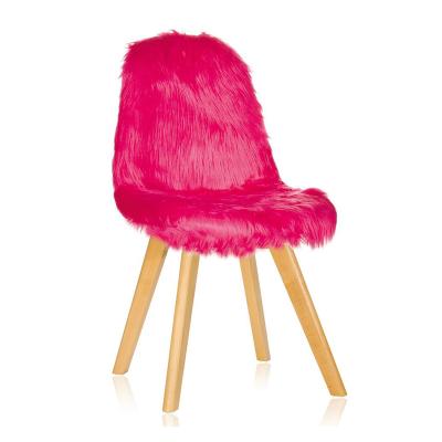 China Modern Wooden Dining Chair Plush Leisure Chair Cooling Fluffy Fabric Dining Leisure Furry Chair for sale