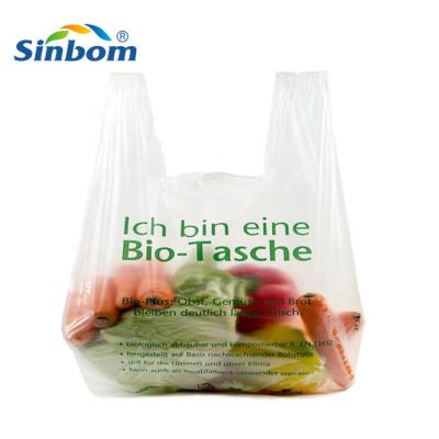 Chine Commerces T-shirt biodégradable imprimé sur mesure sac d'épicerie en plastique gravure à vendre