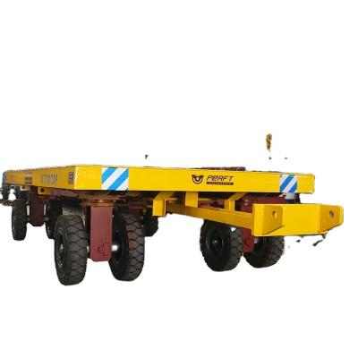 China Machinery Repair Shops Non-motor Transfer Cart On Rail Heavy Load Material Carrier Trolley With Rubber Wheel for sale