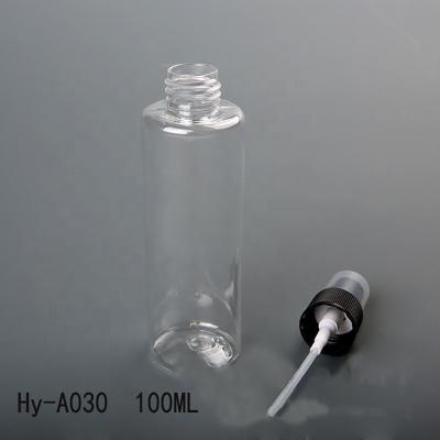 China Household Products Daily Chemical Packaging 100ml Flat Shoulder PET Plastic Transparent Cylinder Bottle for sale