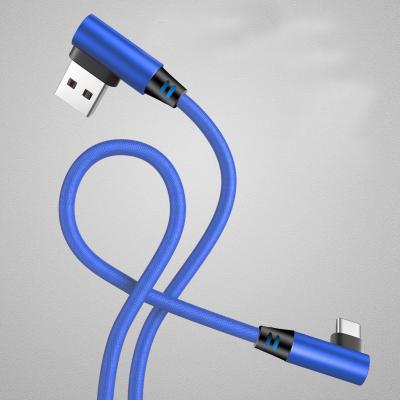 China MP3/MP4 Player 1m/2m Double Sided Elbow Nylon Braided 90 Degree Right Angle Fast Charging 2.4a Data Cable For Iphone/typec for sale