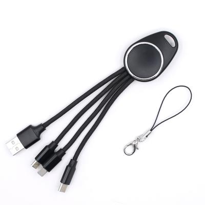 China MP3/MP4 Mailin Player Light Up Logo Multi Charging Cable 3 In 1 Key Chain USB Charging Cable for sale