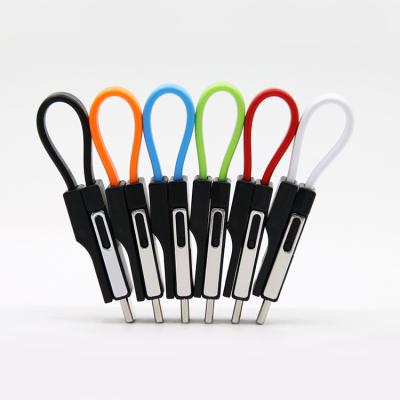 China Hot Selling Business Gift Magnetic Cable Micro Usb Type C Charger 3 In 1 Key Chain Usb Charging Cable for sale