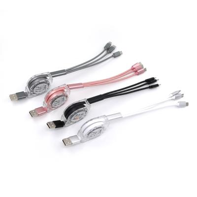 China 3 IN 1 MP3/MP4 Player USB Extension Cable Retractable Multiple Color Phone USB Cable Charging Cable for sale