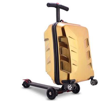 China New Style Innovative Folding PC Scooter Suitcase Luggage With High Quality Aluminum Telescopic Rod for sale