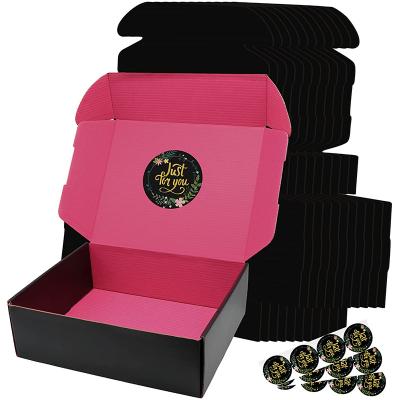 China Recyclable Custom Eco Friendly Matte Black Logo Paper Boxes and Pink Corrugated Shipping Mailer Boxes for Apparel and Shoe Packaging for sale