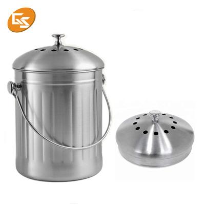 China Wholesales Kitchen Accessories Stainless Steel Charcoal Filter Sustainable Compost Bin for sale