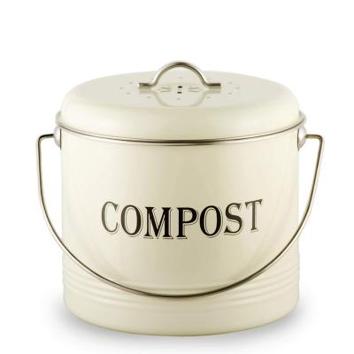 China Sustainable Premium Stainless Steel Compost Bucket 1.3 Gallon With Charcoal Filter Compost Bin for sale