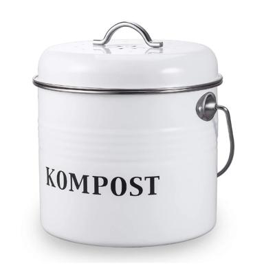 China Apartment Eco Round Indoor Home Home Compost Bucket For Organic Food Stainless Steel Biodegradable Waste Compost Bin for sale